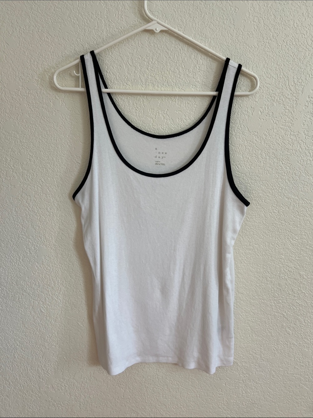 A New Day Ribbed Tank Black Trim